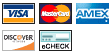 We accept Visa, MC, Amex, Discover